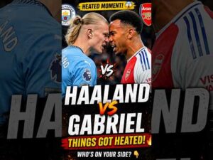 Haaland vs Gabriel… Things got HEATED! 🥶💥 pure Premier League drama #haaland #gabriel #football
