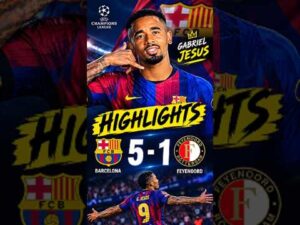 GABRIEL JESUS SCORES! Barcelona 5-1 Feyenoord | UCL Highlights